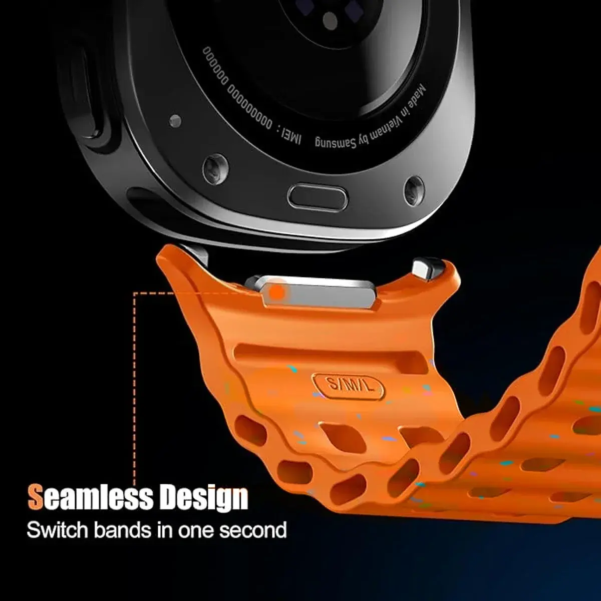 Marine Band For Samsung Galaxy Watch 7 ultra 47mm Sport silicone Bracelet Strap Galaxy Watch ultra Strap 47 luminous Accessories