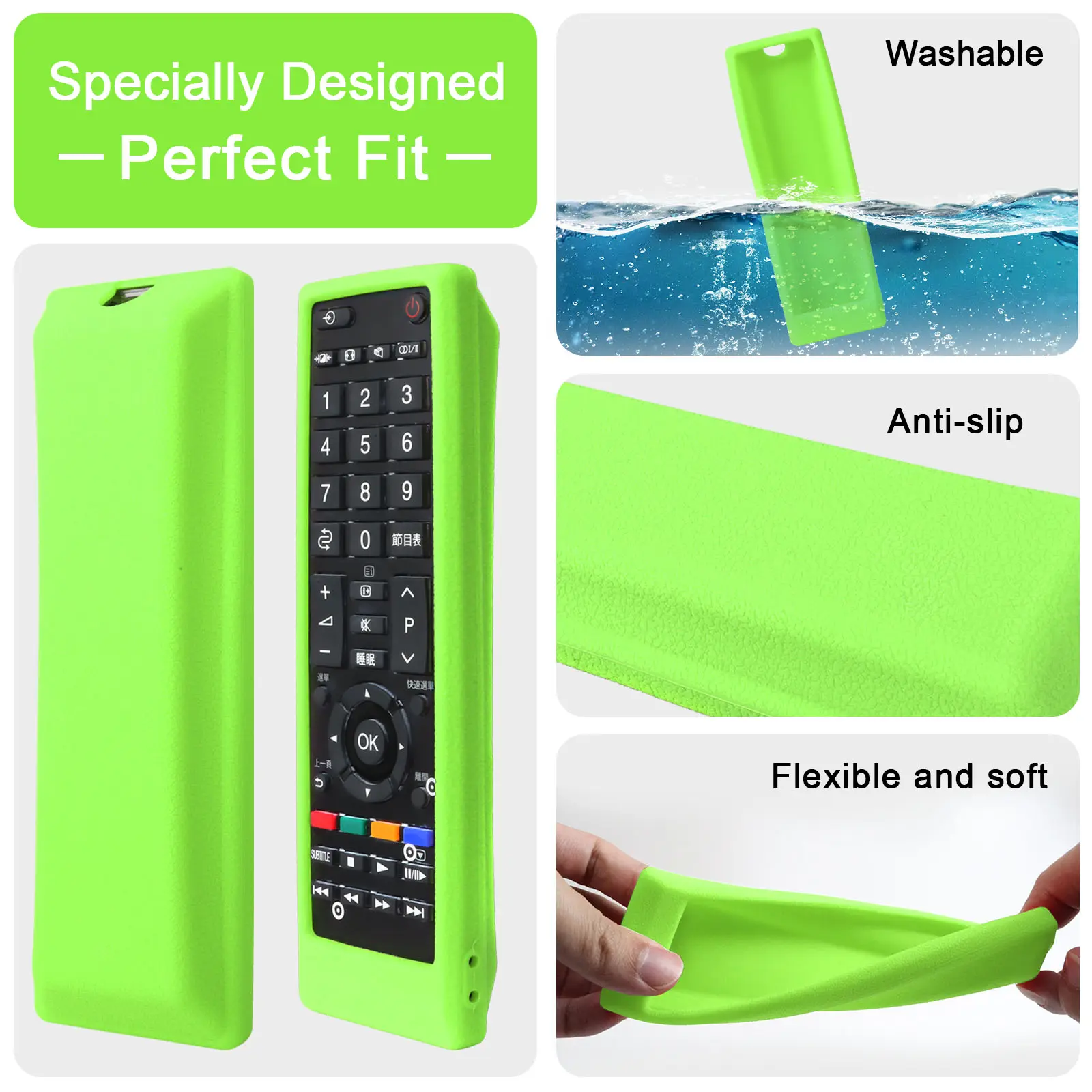 Silicone Case Fit for Toshiba Smart TV Remote Control CT-90326 CT-90380 CT-90336 CT-90351 Protective Sheath Cover Anti-Slip