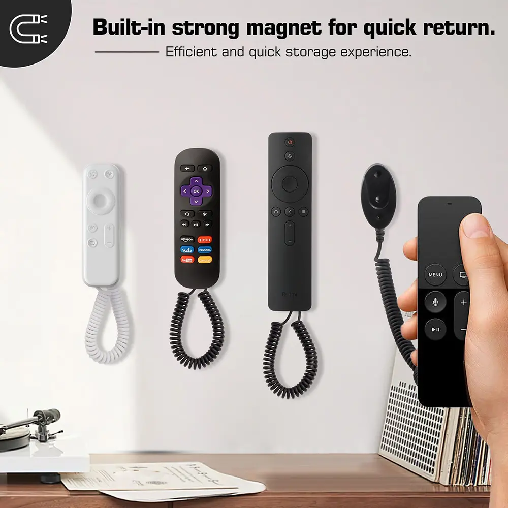 Anti Lost Rope Retractable Spring Remote Control Tether Remote Stand Security Cable Adhesive Hook Wire For Home Hotel Restaurant