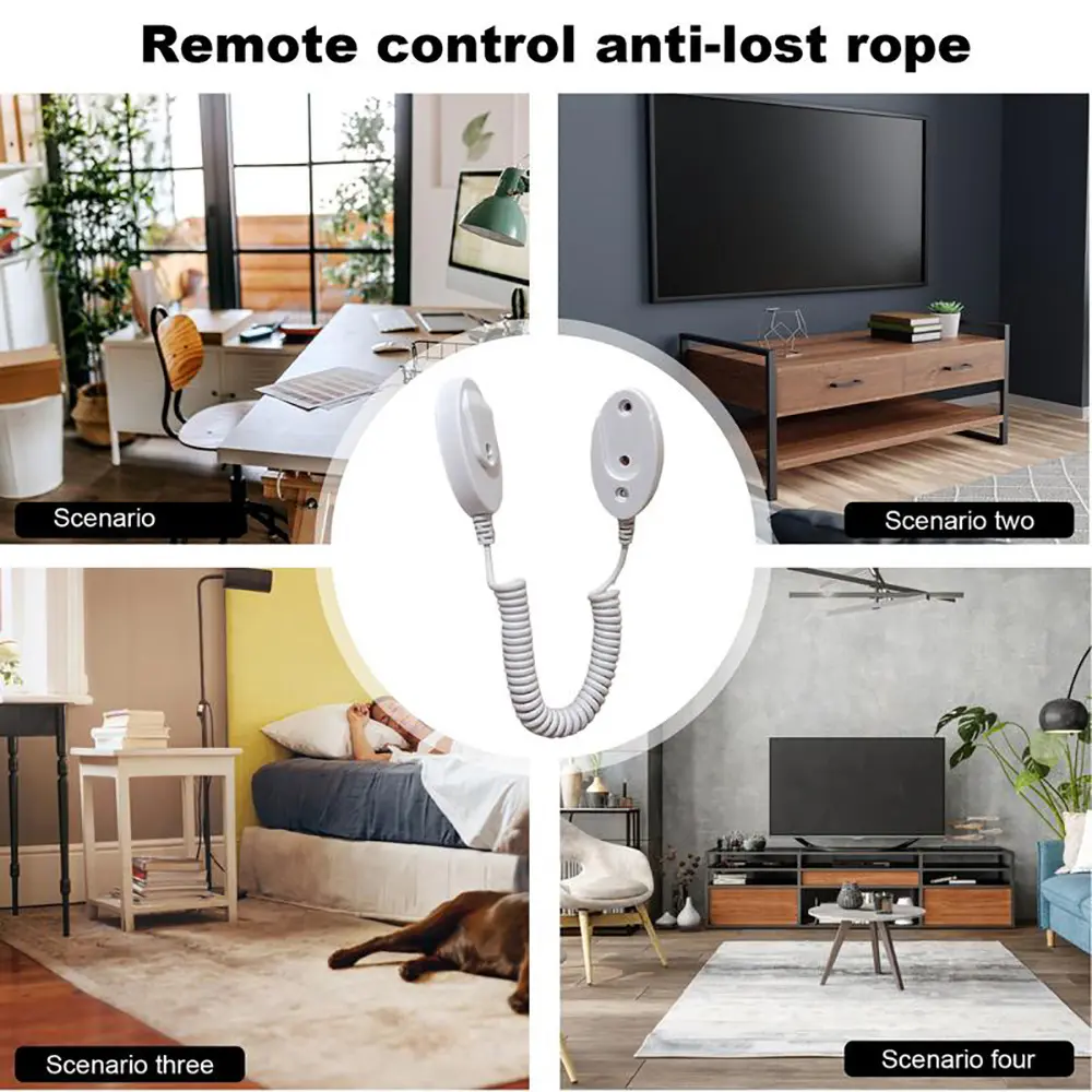 Anti Lost Rope Retractable Spring Remote Control Tether Remote Stand Security Cable Adhesive Hook Wire For Home Hotel Restaurant