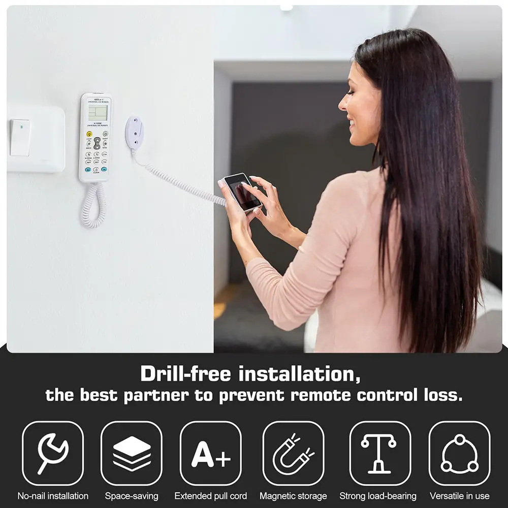Anti Lost Rope Retractable Spring Remote Control Tether Remote Stand Security Cable Adhesive Hook Wire For Home Hotel Restaurant