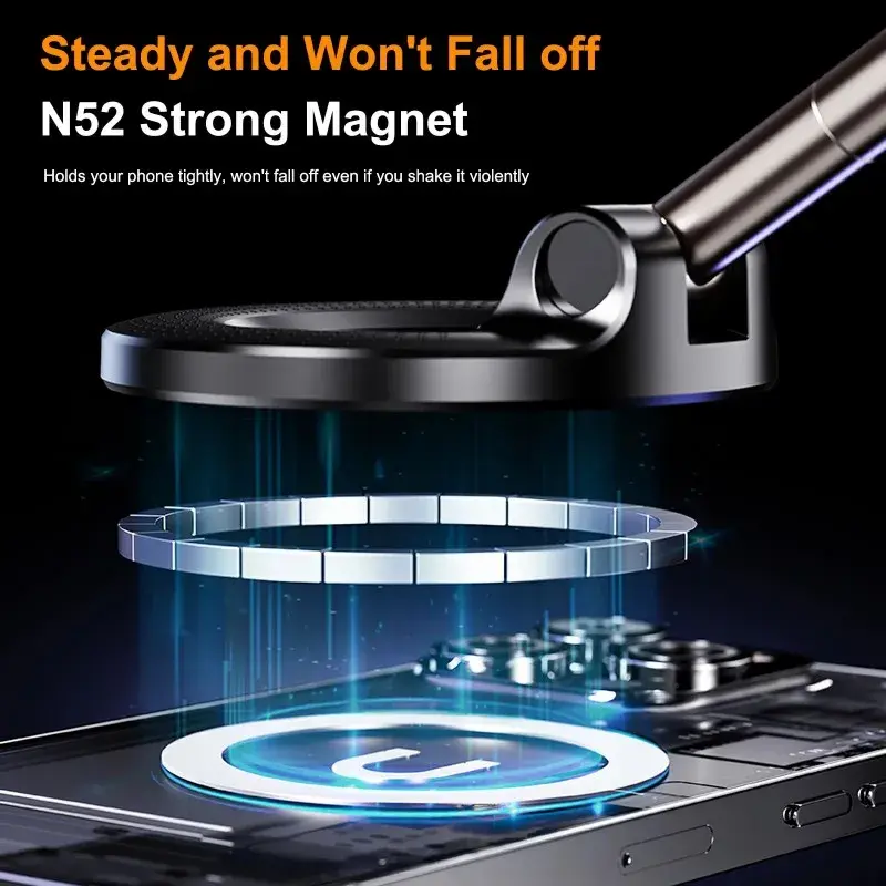 Xiaomi For Magsafe Car Phone Holder 360° Intelligent Vacuum Adsorption Phone Holder Car Mount Windshield Magnetic Stable Holder