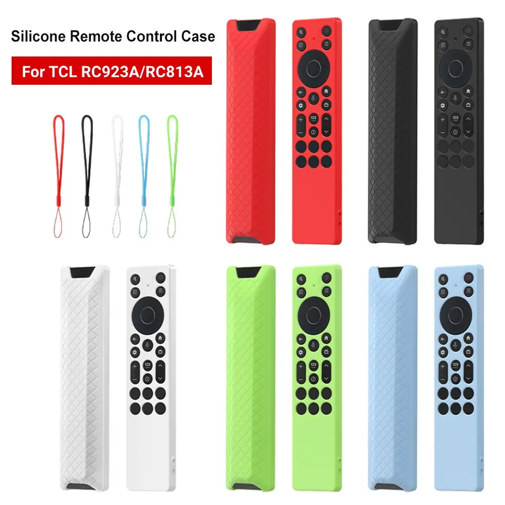 Silicone Cover with Lanyard Protective Cover Shell Anti Slip Television Remote Cover for TCL RC813A RC923A Remote Control