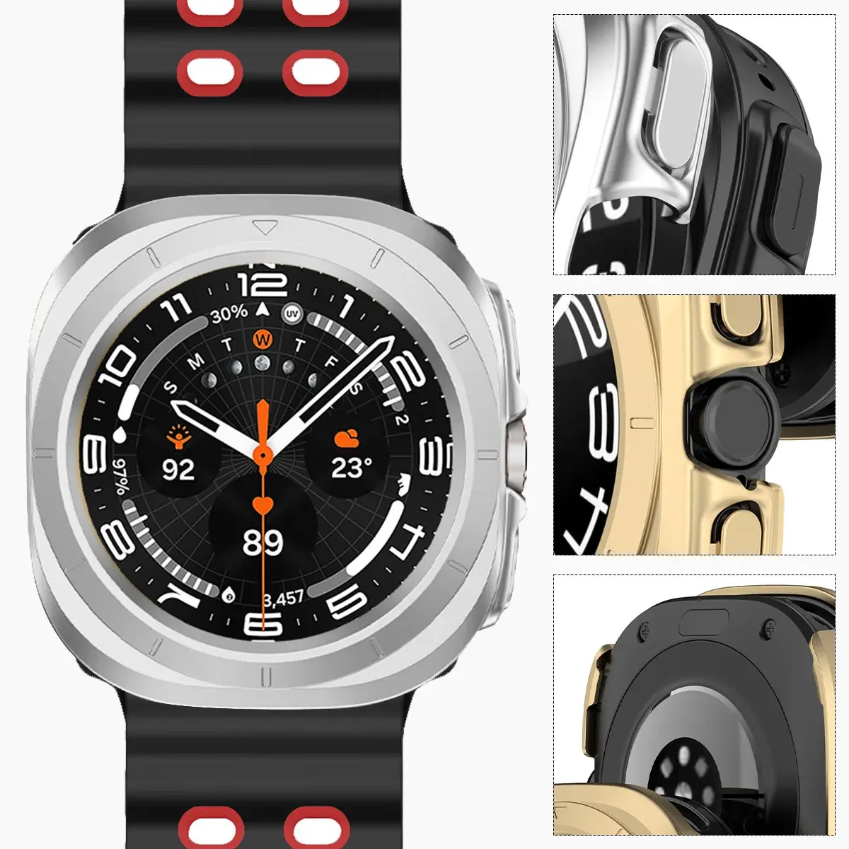 Case+Band For Samsung Galaxy Watch 7 ultra 47mm Tempered Glass Two color Sport silicone Bracelet Galaxy Watch Ultra7 Cover Shell