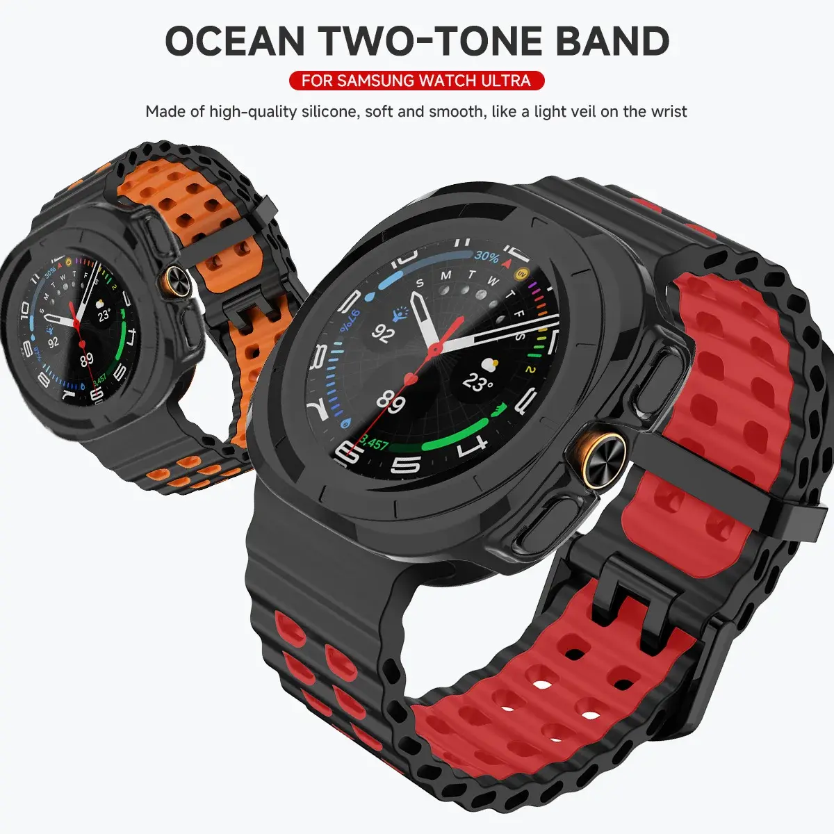 Case+Band For Samsung Galaxy Watch 7 ultra 47mm Tempered Glass Two color Sport silicone Bracelet Galaxy Watch Ultra7 Cover Shell