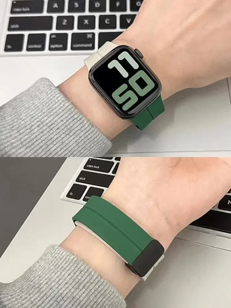 Magnetic Strap For Apple watch ultra band 49mm 45 mm Silicone Bracelet iWatch Series 7 8 se 6 5 3 44mm 45mm 40mm 41mm 42mm 38mm