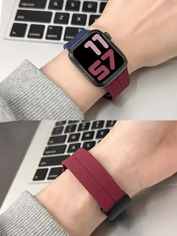 Magnetic Strap For Apple watch ultra band 49mm 45 mm Silicone Bracelet iWatch Series 7 8 se 6 5 3 44mm 45mm 40mm 41mm 42mm 38mm