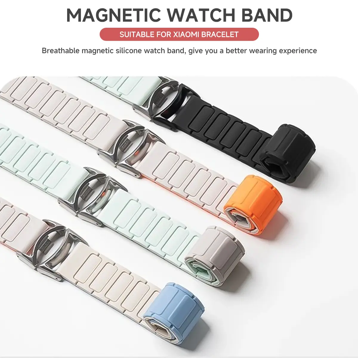 Magnetic Silicone Strap For Xiaomi Mi Band 8 Sport Wristband For Xiaomi Watch Miband 9 8/NFC Accessories Watchcase Bracelet