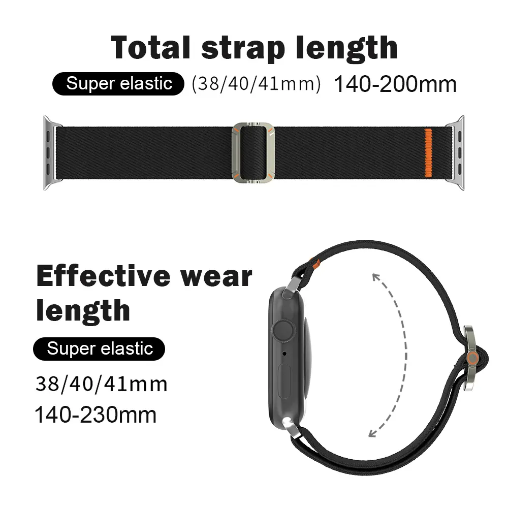 Band for Apple Watch Ultra 2 1 Series 10 9 8765 SE Mechanical buckle elasticed nylon strap wristband for iWatch loop 46 42MM 49