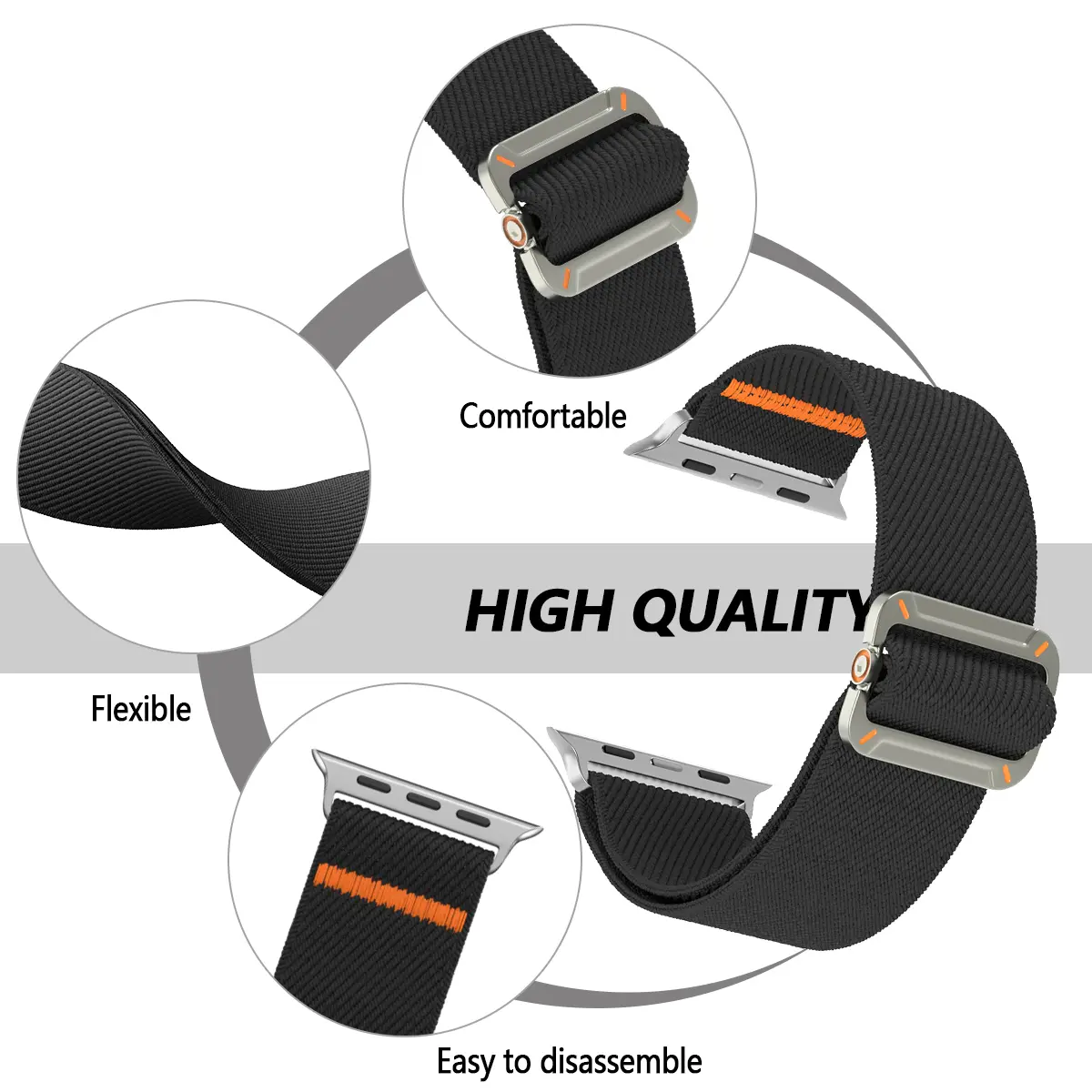 Band for Apple Watch Ultra 2 1 Series 10 9 8765 SE Mechanical buckle elasticed nylon strap wristband for iWatch loop 46 42MM 49