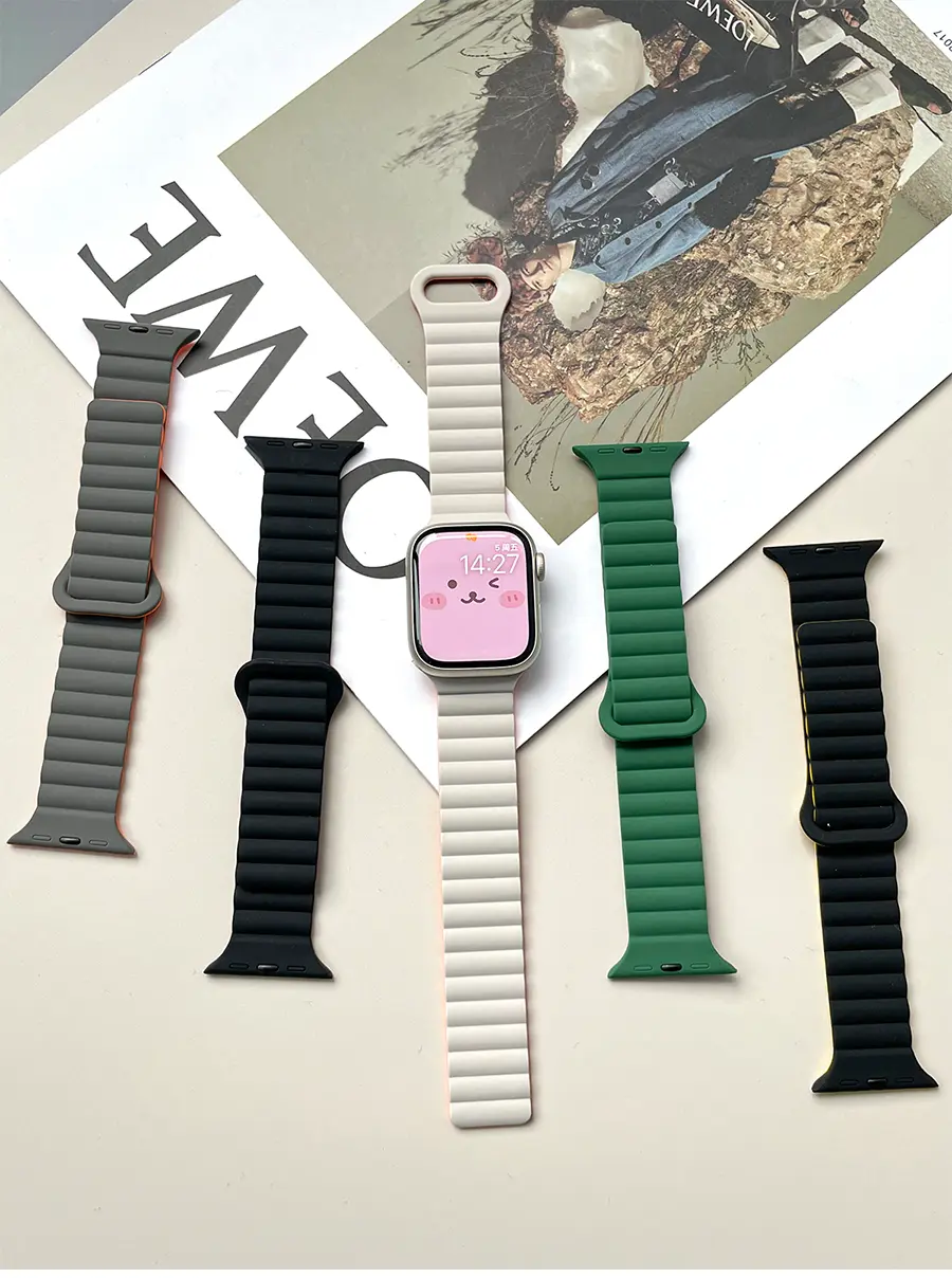 Magnetic Loop For Apple Watch Band 44mm Ultra 49mm 45mm 40 41 42mm Silicone sport Bracelet iWatch Serie 10 98 7 6 SE 5 4 3 Strap
