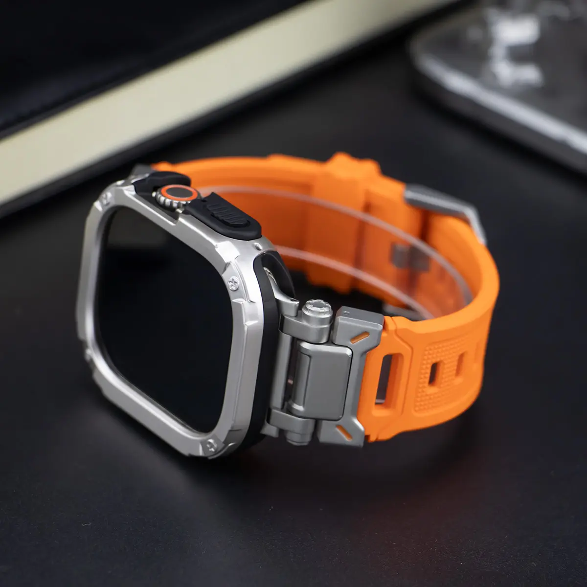 Silicone Strap+Case for Apple Watch Ultra 2 49mm 45mm 44mm Band Stainless Steel Connector PC Bumper Cover Iwatch 9 8 7 6 SE 5 4
