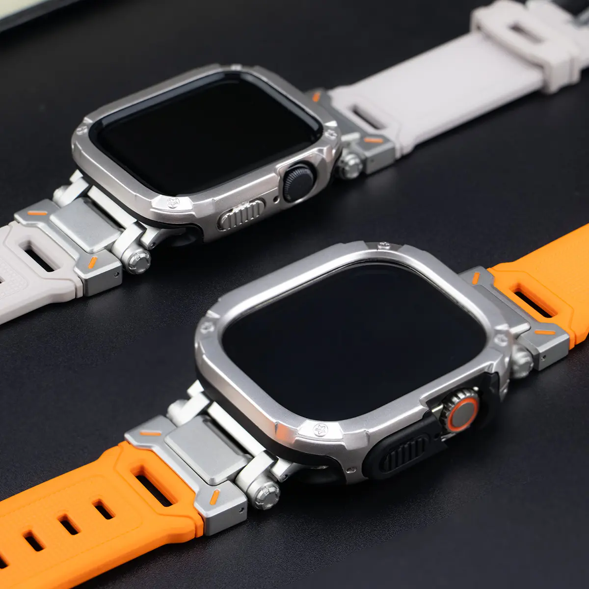 Silicone Strap+Case for Apple Watch Ultra 2 49mm 45mm 44mm Band Stainless Steel Connector PC Bumper Cover Iwatch 9 8 7 6 SE 5 4