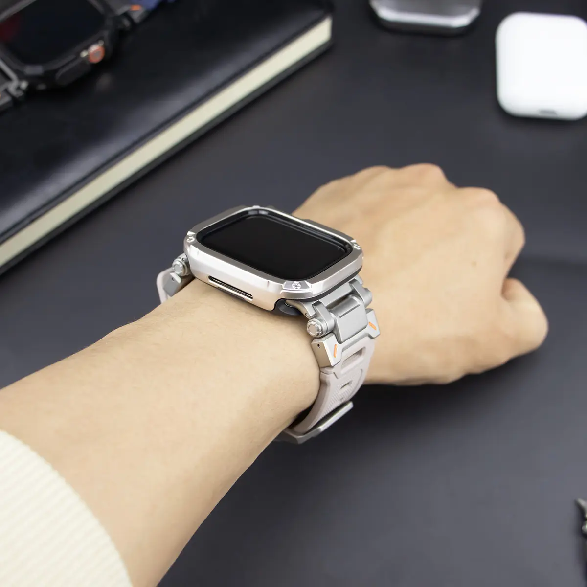 Silicone Strap+Case for Apple Watch Ultra 2 49mm 45mm 44mm Band Stainless Steel Connector PC Bumper Cover Iwatch 9 8 7 6 SE 5 4