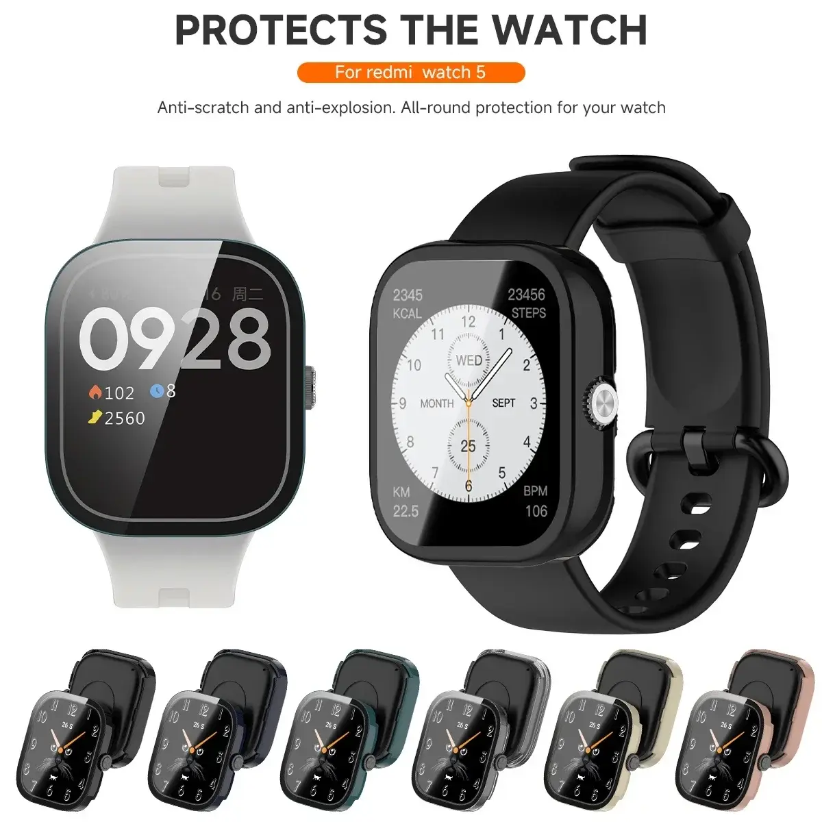 Tempered Glass+PC Case For Xiaomi Redmi Watch 5 Active/Lite Cover Hard Screen Protector Watch BUMPER Cases For Redmi Watch 5