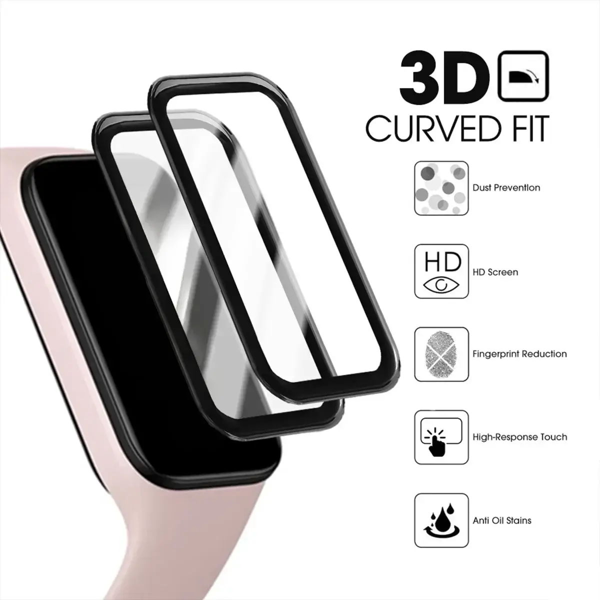 1-5PCS 3D Curved Protective Glass For Xiaomi Band 8 9 Active Smart Watch Screen Protector Films Cover Smartwatch Accessories