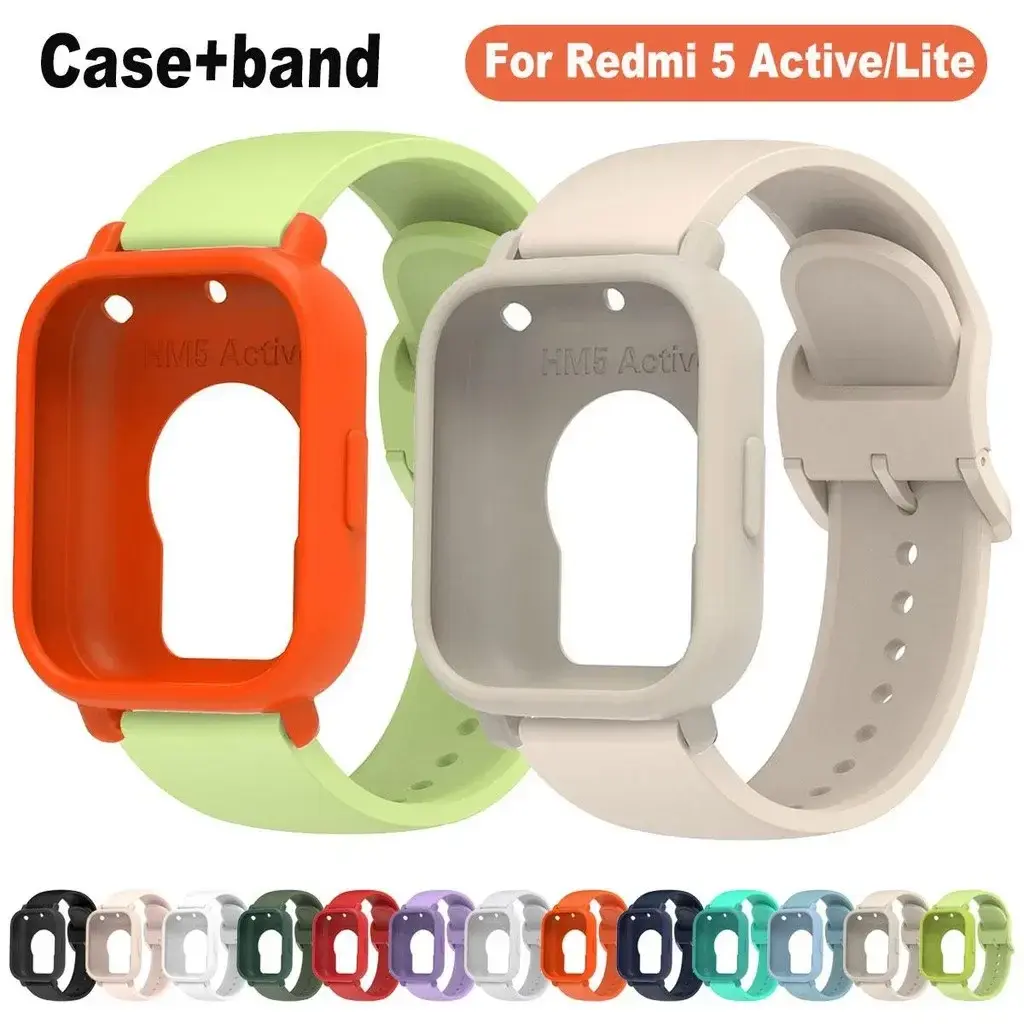 New 2in1 Case + Strap For Redmi Watch 5 Active Soft Silicone Sports Band TPU Protector Cover Replacement For Redmi Watch 5 Lite