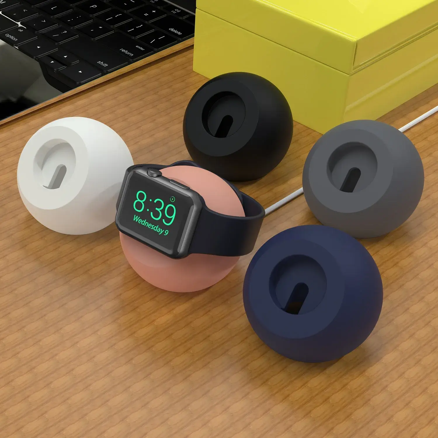 Charger Stand For Apple Iwatch Series Charger Dock Station Desk Ball Shape MagneticSilicone Bracket Watch Charging Cable Holder