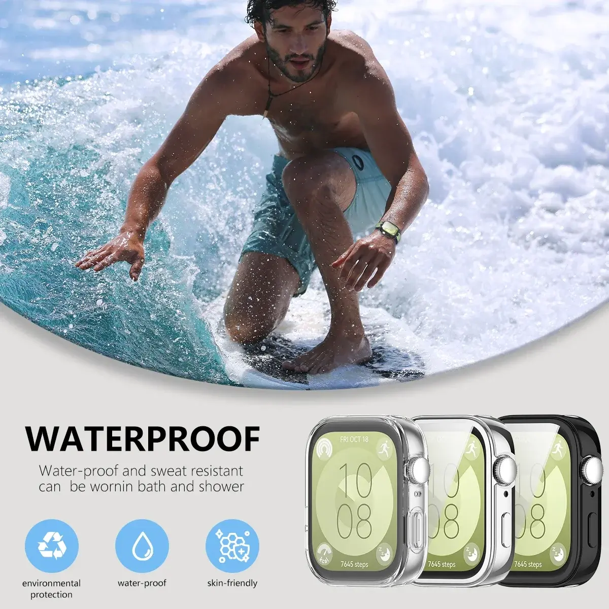 Breathable Strap + TPU Case for Huawei Fit 3 Watch fit3 Silicone Bands Magnetic Buckle Soft Sport Watchband Replacement Bracelet