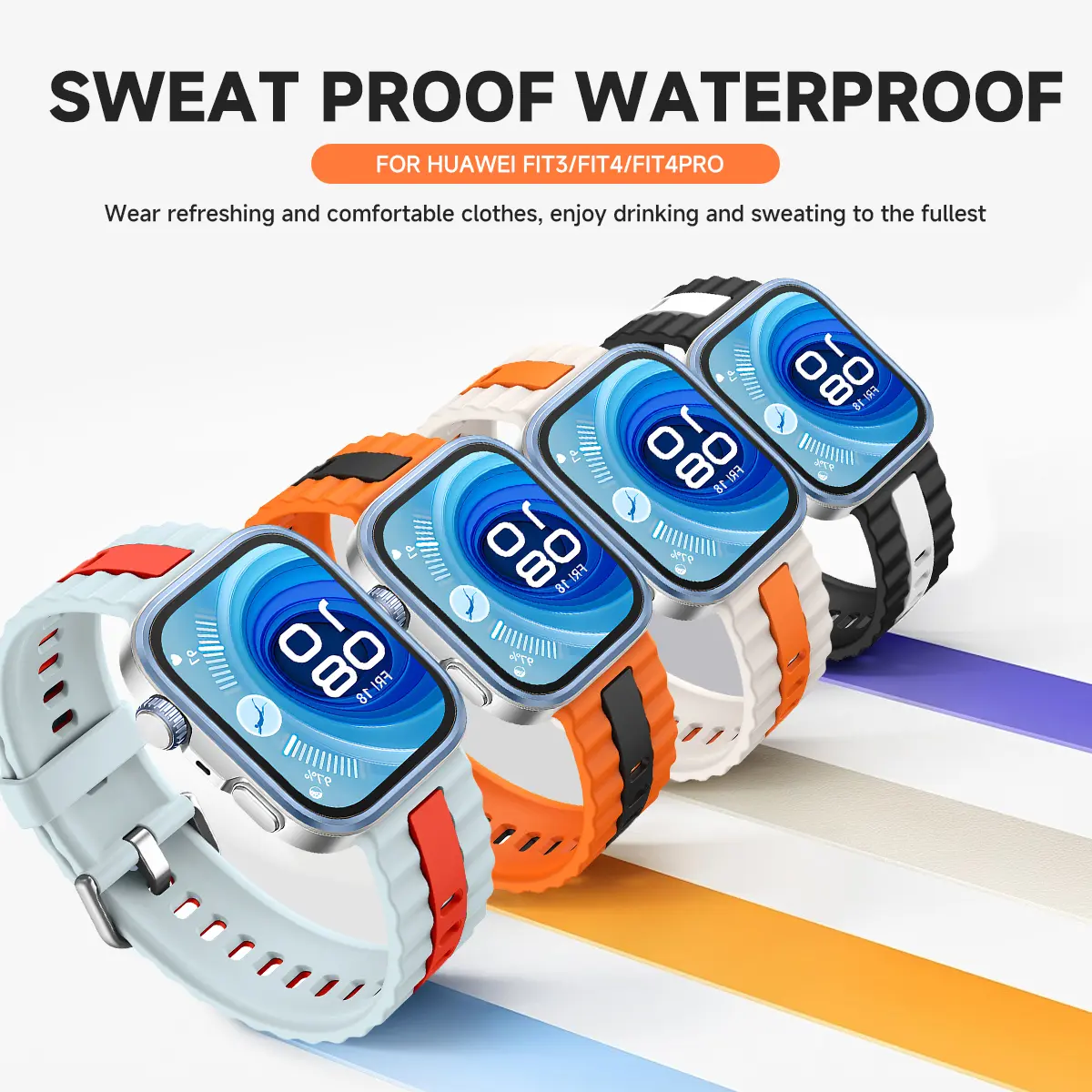 Two-tone Silicone Strap for Huawei Watch Fit 4 Pro 3 Sports Bracelet Wristband Belt for Huawei Watch Fit 4 3 Correa Accessories