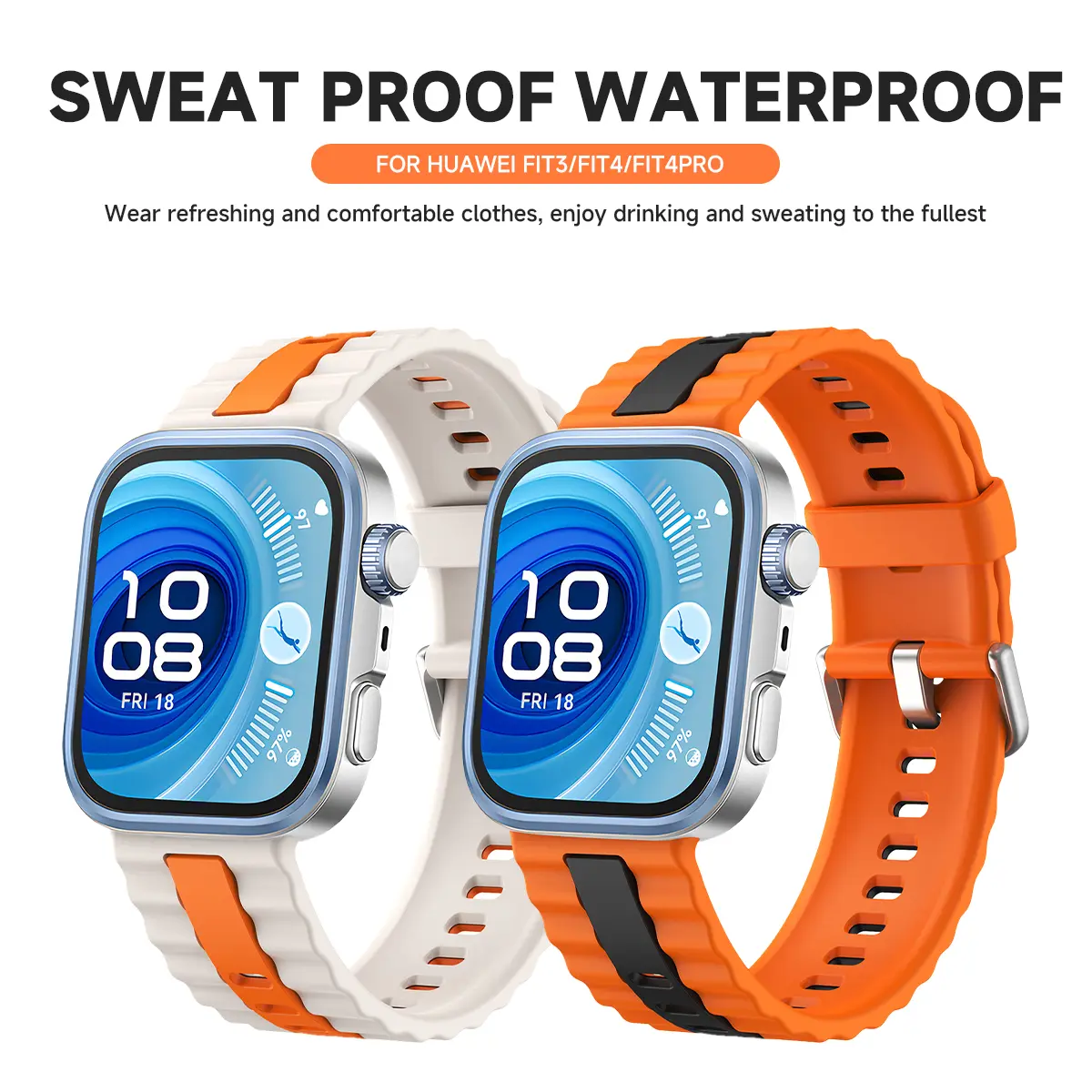 Two-tone Silicone Strap for Huawei Watch Fit 4 Pro 3 Sports Bracelet Wristband Belt for Huawei Watch Fit 4 3 Correa Accessories