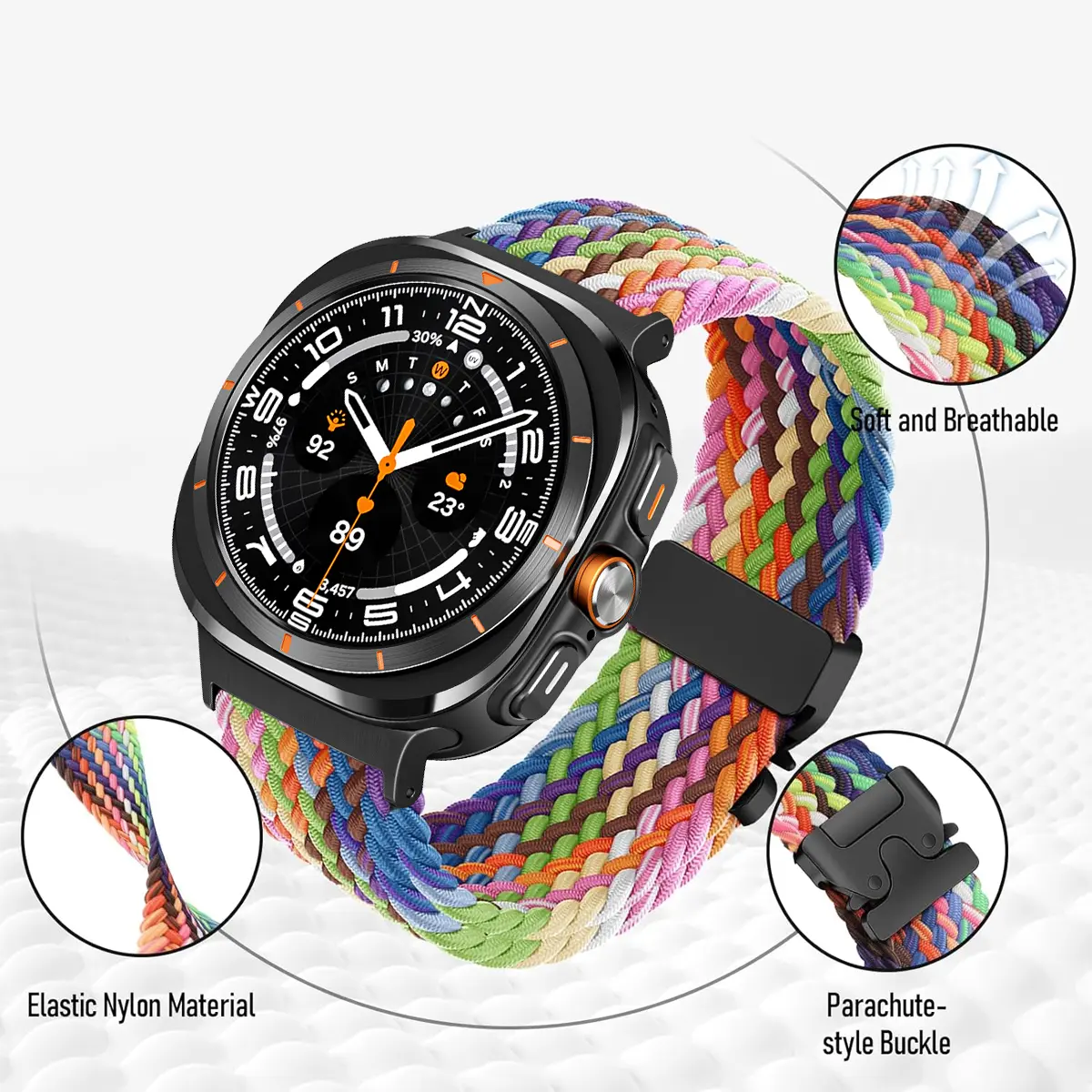 Nylon Sports Strap for Samsung Galaxy Watch 7 Ultra 47mm Braided Band Bracelet for Galaxy Watch 7 Ultra Band Wristband Correa