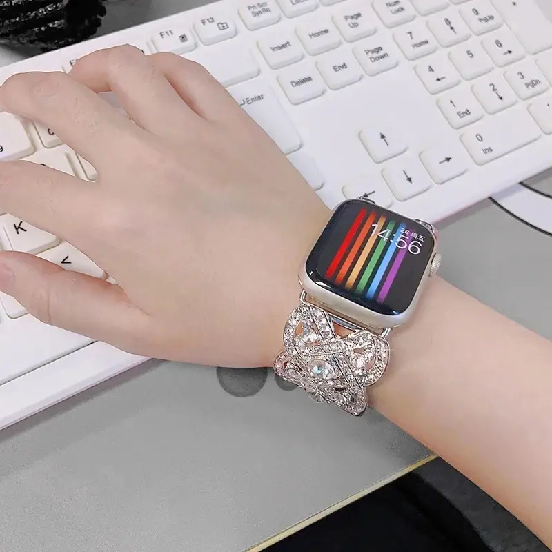 Bling Band for Apple Watch Ultra 40mm 42mm 44mm 41mm 45mm 46mm 49mm Diamond Metal Wristband Strap Iwatch Series 10 9 8 7 6 5 4 3