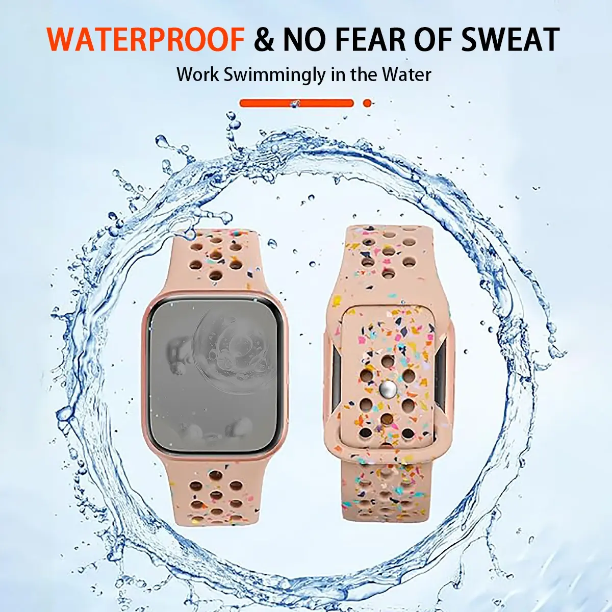Sport Strap for Apple Watch Band 44mm 40mm 42-38-41mm 45mm Air-hole Silicone Bracelet iWatch Series 8/7 6 SE 5 4 3 Ultra 2 49mm