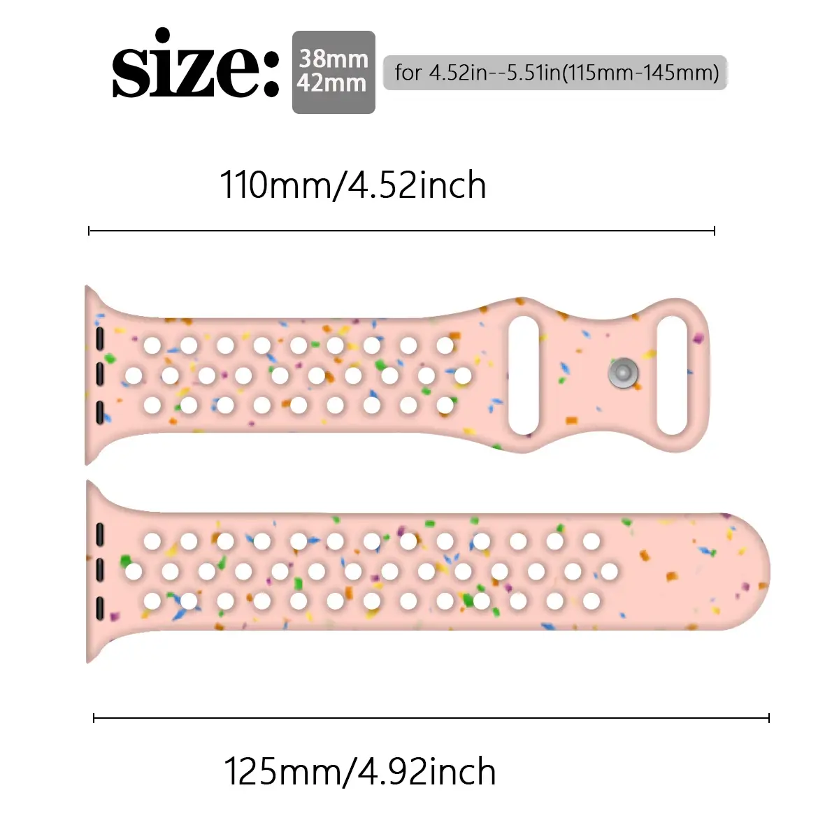 Sport Strap for Apple Watch Band 44mm 40mm 42-38-41mm 45mm Air-hole Silicone Bracelet iWatch Series 8/7 6 SE 5 4 3 Ultra 2 49mm