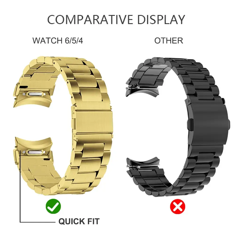 Quick fit stainless steel band for Samsung Galaxy Watch 6 4 5 pro 40 44mm 45mm 42 46mm no gap strap for watch6 classic 43mm 47mm