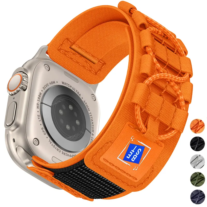 Strap for Apple Watch Ultra 2 Series 10 9 8 7 6 SE 5 4 Nylon Tactical Sports Band for Iwatch 46 49 45 44 42mm 40 41 38 Bracelet