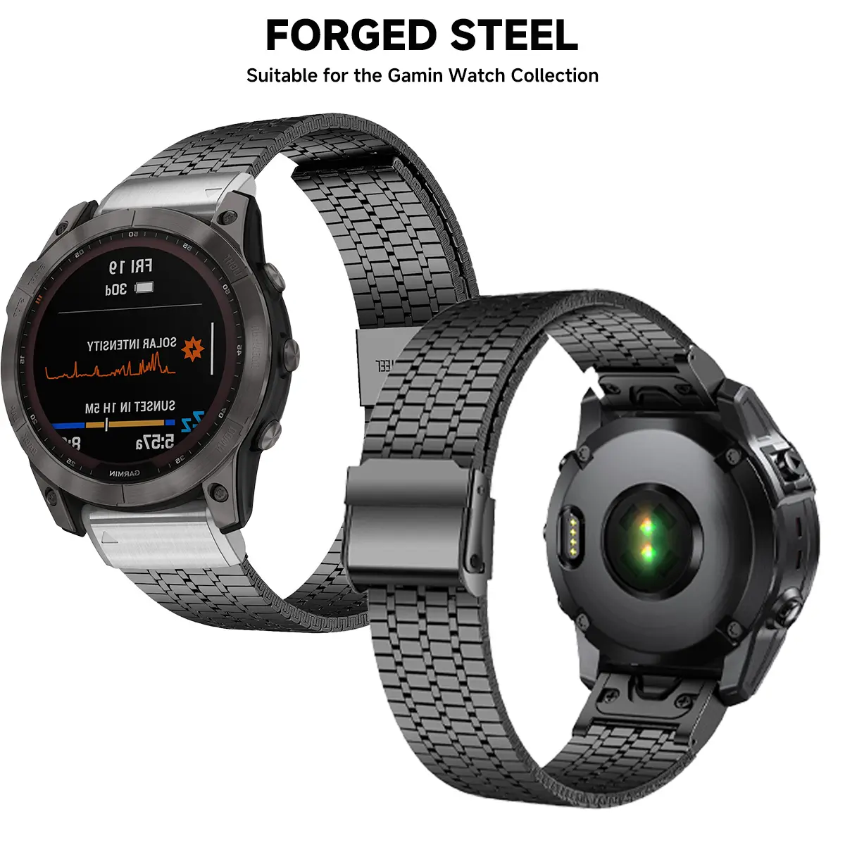 26mm 22mm Quick Fit Metal Strap for Garmin Watch Fenix 6 7 Pro 5 Plus 5s 6s 7s 3HR 945 No Gaps Stainless Steel Curved End Band