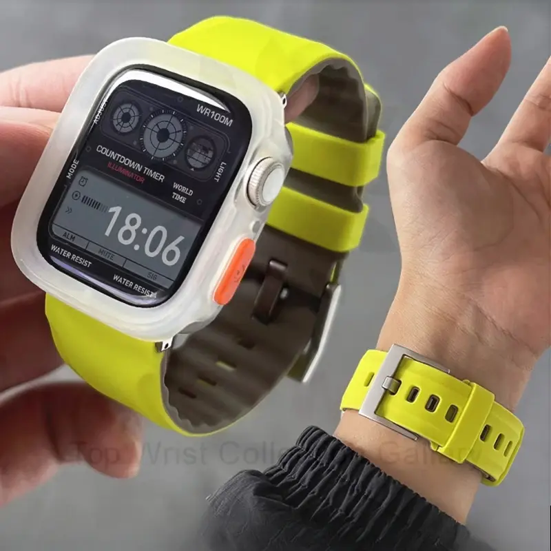 Silicone Strap+TPU Case for Apple Watch Band Ultra2 10 46mm 49mm 44mm 45mm Protector Cover Bracelet for IWatch Series 9 8 7 6 SE