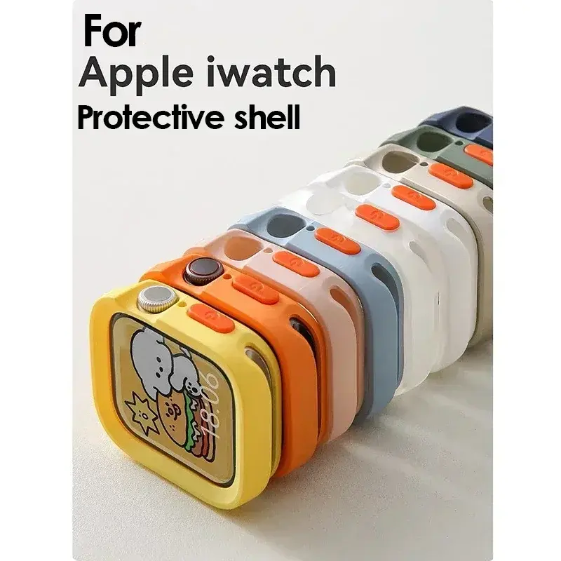 Silicone Strap+TPU Case for Apple Watch Band Ultra2 10 46mm 49mm 44mm 45mm Protector Cover Bracelet for IWatch Series 9 8 7 6 SE