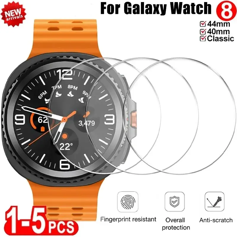 1-5PCS Screen Protector for Samsung Galaxy Watch 8 40mm 44mm Classic 9 HD tempered glass film+Eye-protection purple light