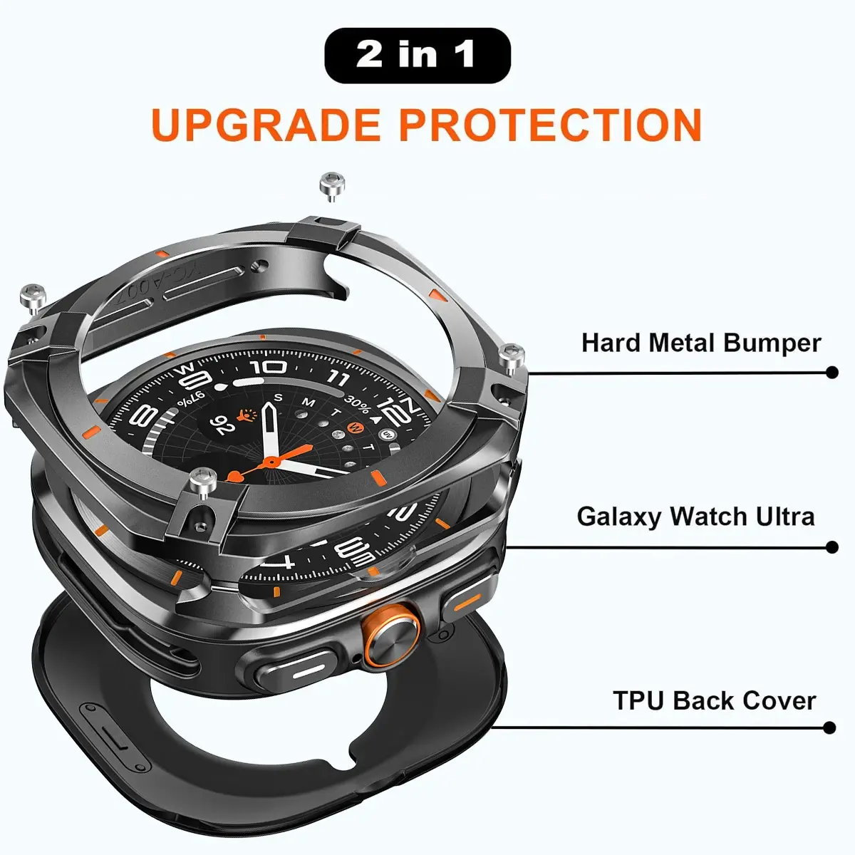 Luxury Armor Aluminium Case for Samsung Galaxy Ultra Watch Ultra 47mm Men Metal Cover Protector for Samsung Galaxy 7 Ultra 47MM