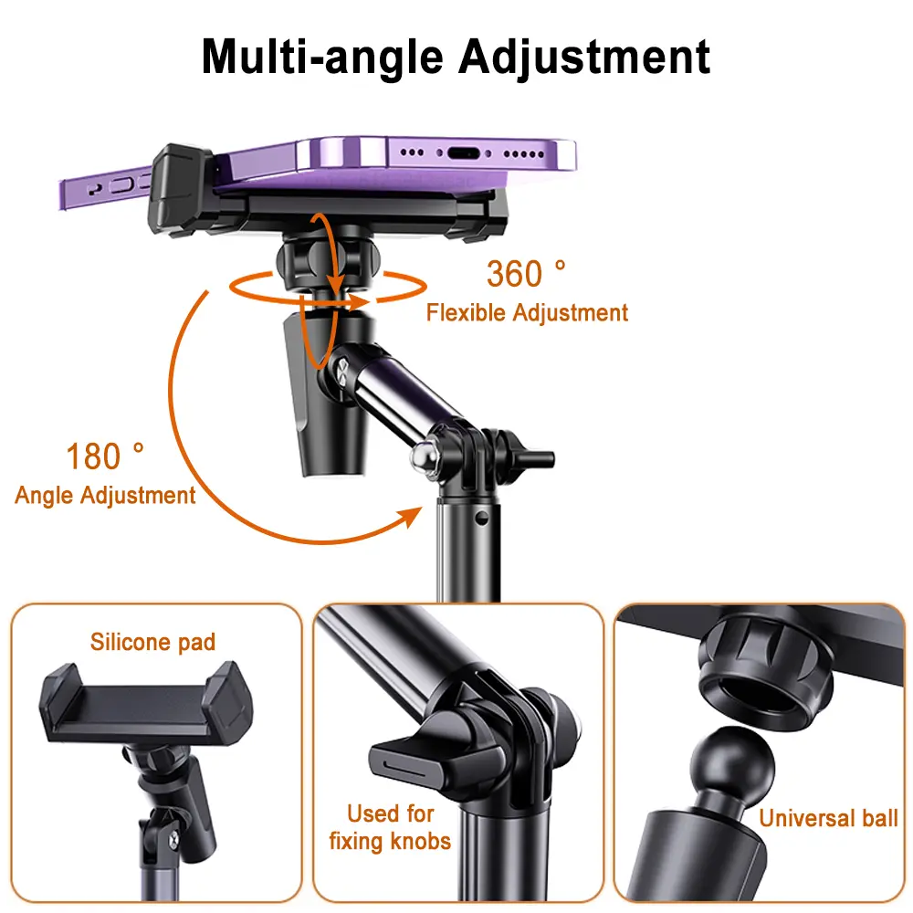 Phone Holder Height Adjustable Phone Holder for Live Broadcast, Portable Folding Multi-Angle Adjustable Stand for Cell Phone