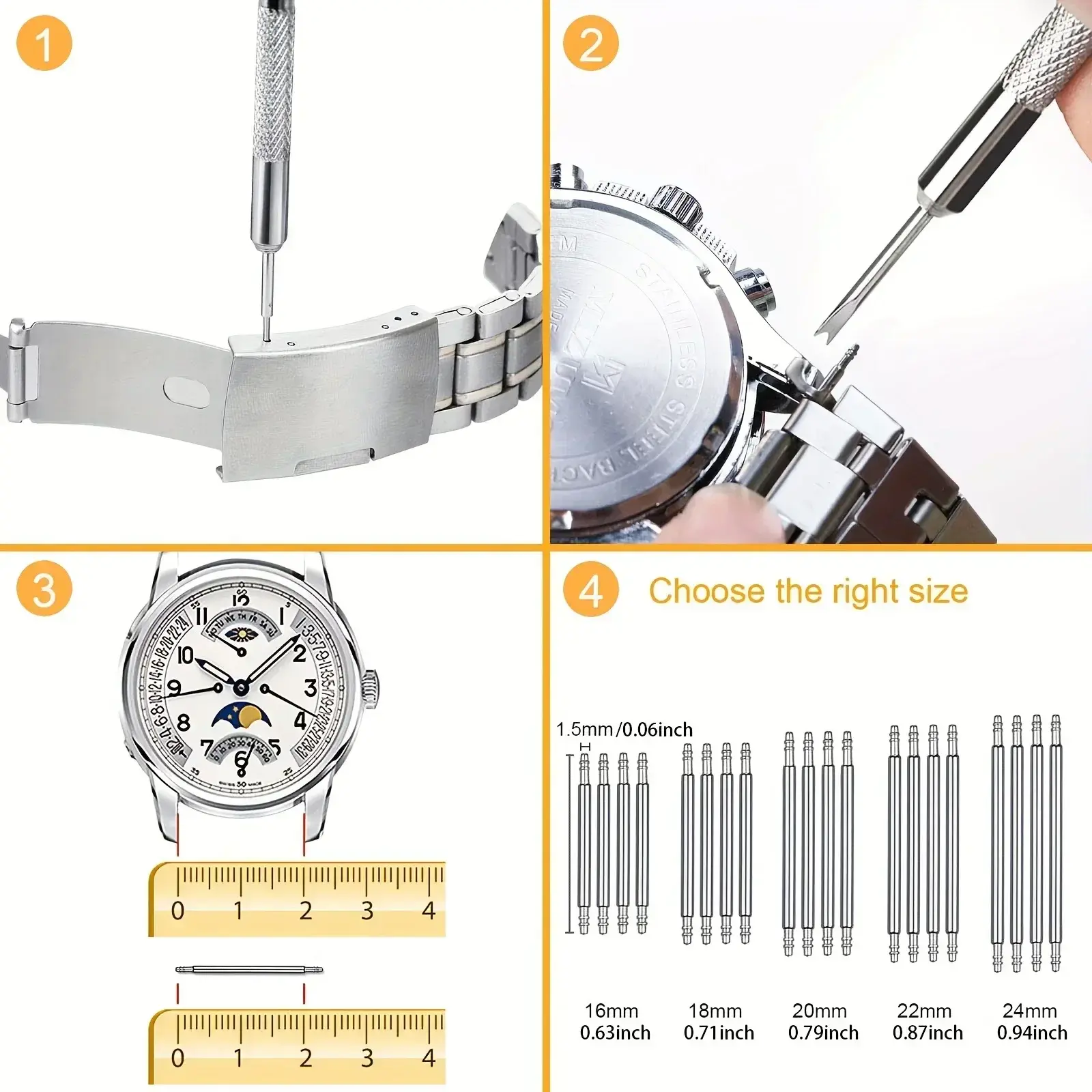 Watch Repair Tool Set Watch Link Band Slit Strap Bracelet Chain Pin Remover Adjuster Tool Kit for Professional Watchmak