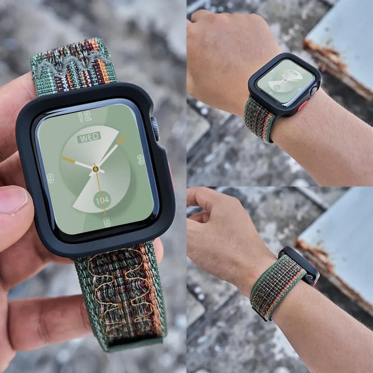 Candy Silicone Case+Nylon Band For Apple Watch Series 9 8 7 45mm 41mm Band SE 6 5 4 44mm 40mm Correa Strap iwatch Ultra 2 49mm