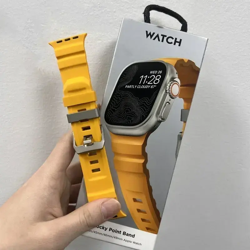 Soft Silicone Strap For Apple Watch Ultra 10 9 8 7 6 5 SE High-end Bracelet Wristband iWatch 46mm 45mm 49/44mm Accessories