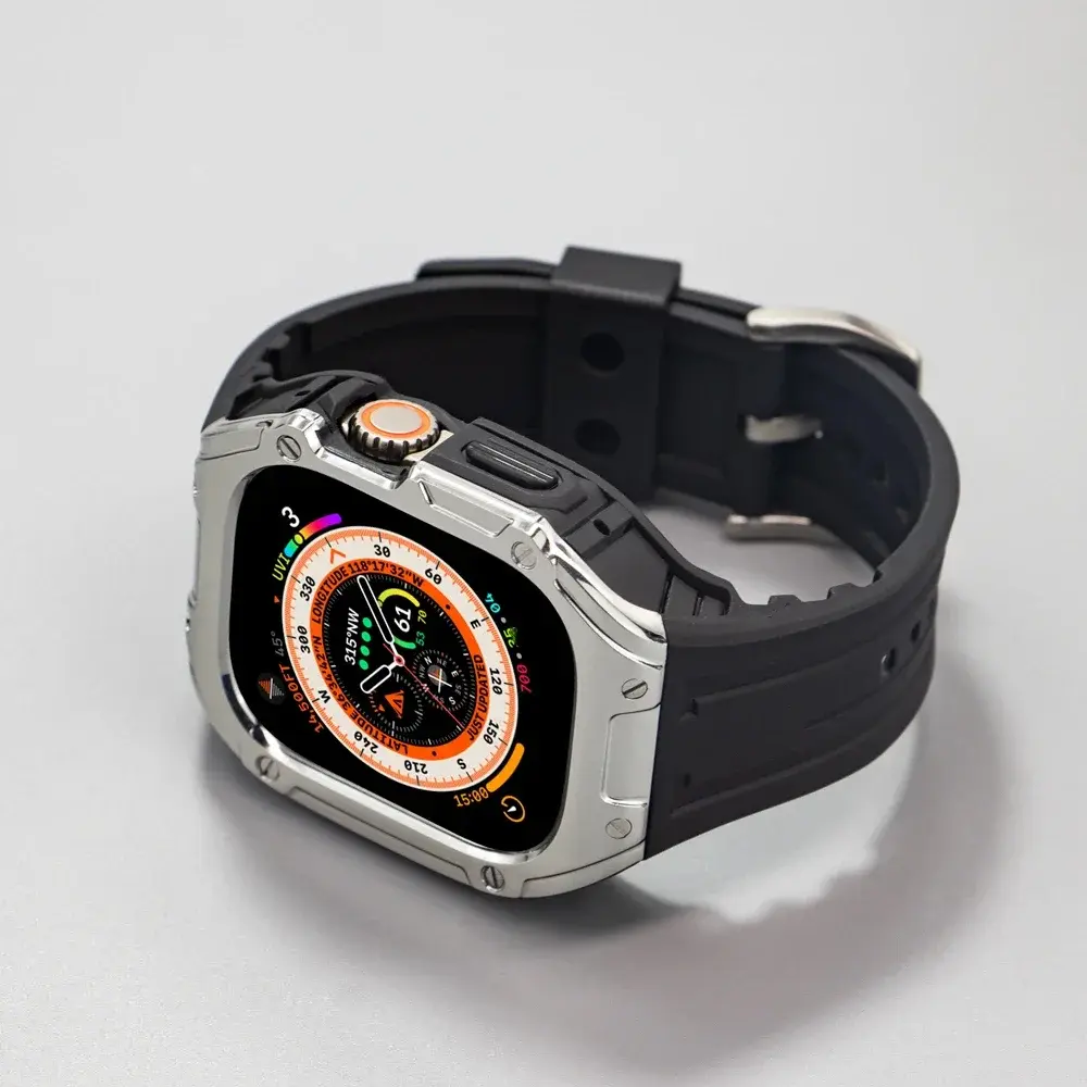Case+Strap for Apple Watch Band Ultra 2 49mm Modification Kit TPU Case Sport Rubber Strap for Iwatch Series Ultra 49mm Bracelet