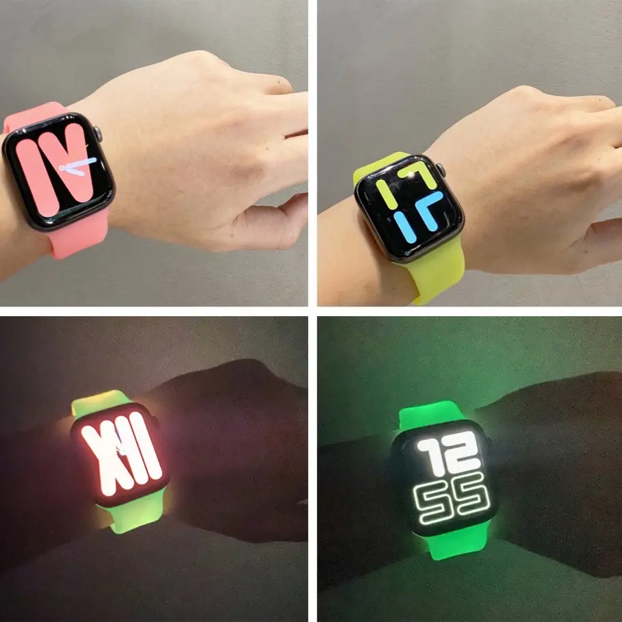 Luminous Silicone Strap For Apple Watch Band Ultra 49mm 9 8 7 45/41mm Sport Loop Bracelet For Iwatch  6 5 4 Se 44mm 42mm 38 40mm