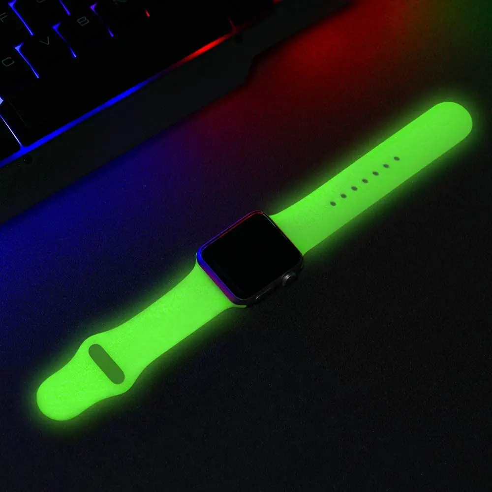 Luminous Silicone Strap For Apple Watch Band Ultra 49mm 9 8 7 45/41mm Sport Loop Bracelet For Iwatch  6 5 4 Se 44mm 42mm 38 40mm