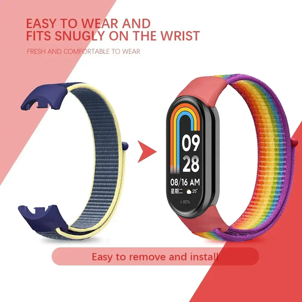 Nylon Loop for xiaomi Mi Band 8 Strap 8 NFC SmartWatch Wristband Correa Replacement sport pulsera for Miband 7 6 5 4 3 Bracelet