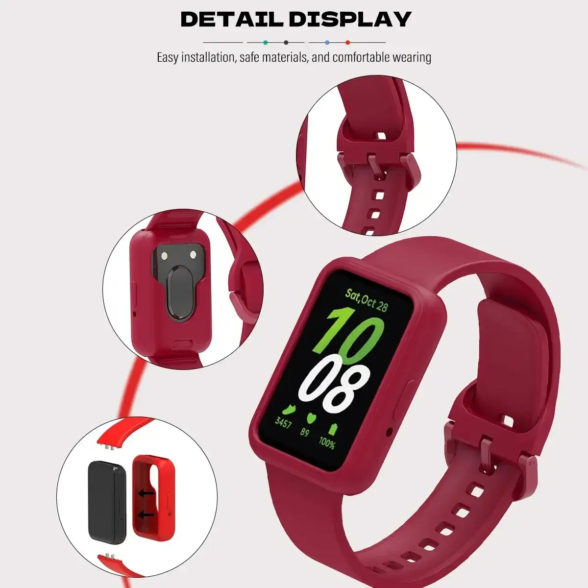 Strap+Case for Samsung Galaxy Fit 3 Samrt Watch Silicone Band Full Coverage Protective Case for Galaxy Watch Fit 3 Accessories