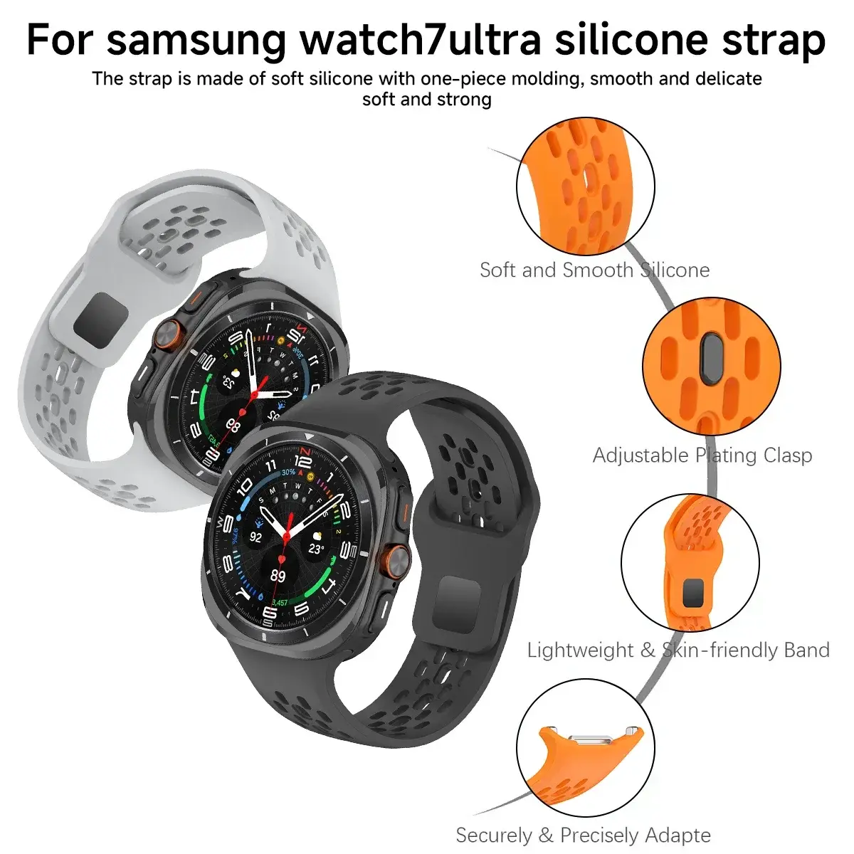 For Samsung Galaxy Watch Ultra 47 Silicone Strap+Case Sport Watchband Bracelet for Galaxy Watch Ultra Tempered Glass Cover Band