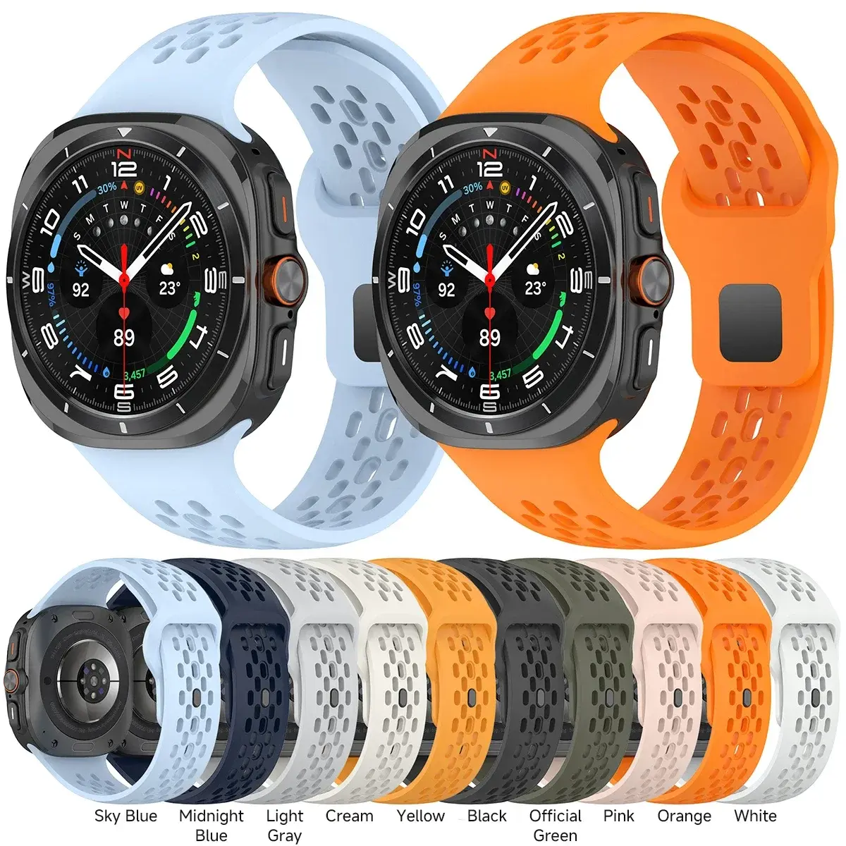 For Samsung Galaxy Watch Ultra 47 Silicone Strap+Case Sport Watchband Bracelet for Galaxy Watch Ultra Tempered Glass Cover Band