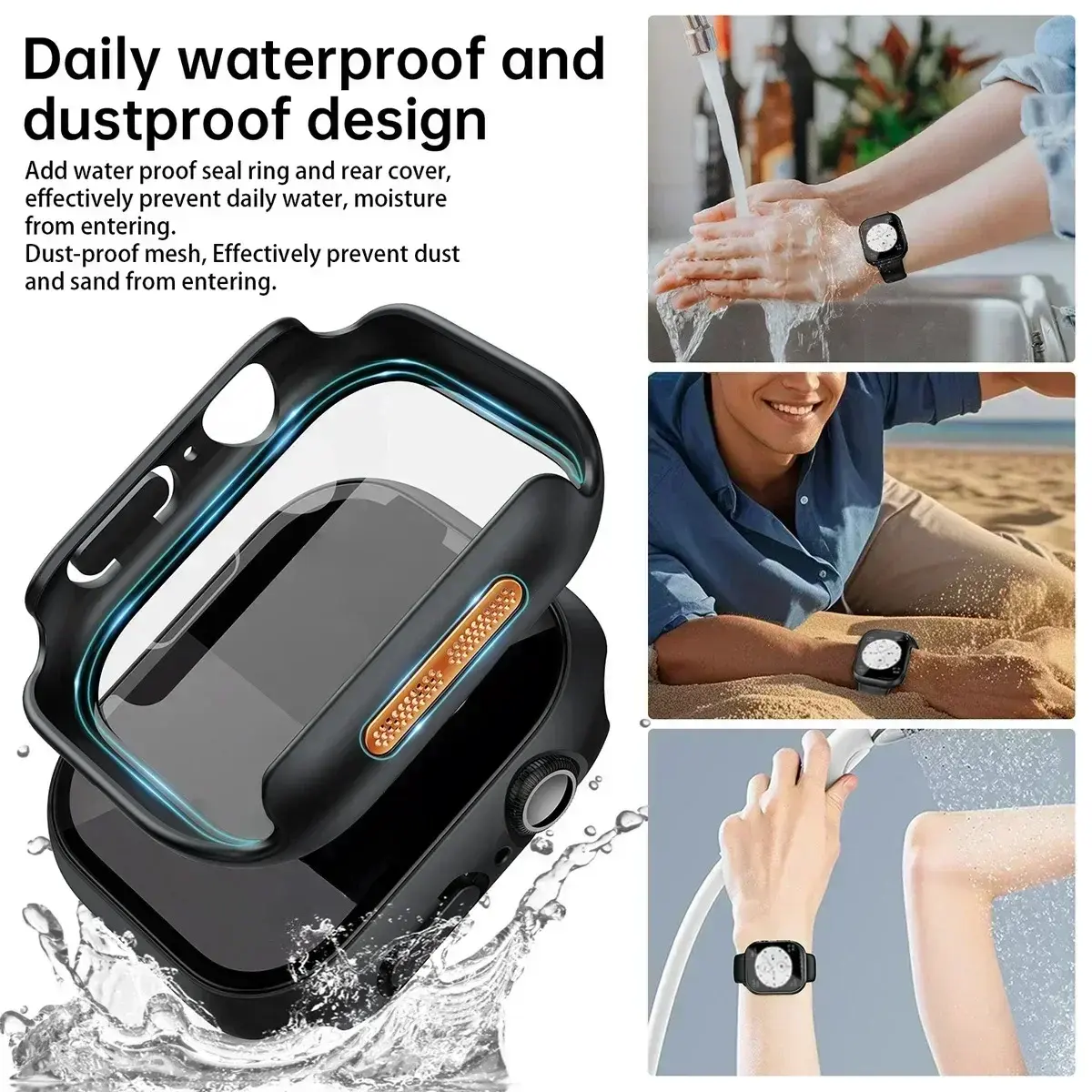Tempered Glass+Case For Apple Watch Series 10 9 8 7 44mm 40mm 46mm 42mm PC Bumper+Screen Protector IWatch 6 5 4 3 SE 41mm 45mm