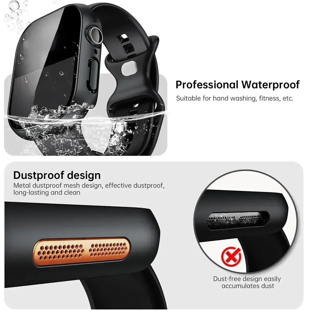 Tempered Glass+Case For Apple Watch Series 10 9 8 7 44mm 40mm 46mm 42mm PC Bumper+Screen Protector IWatch 6 5 4 3 SE 41mm 45mm