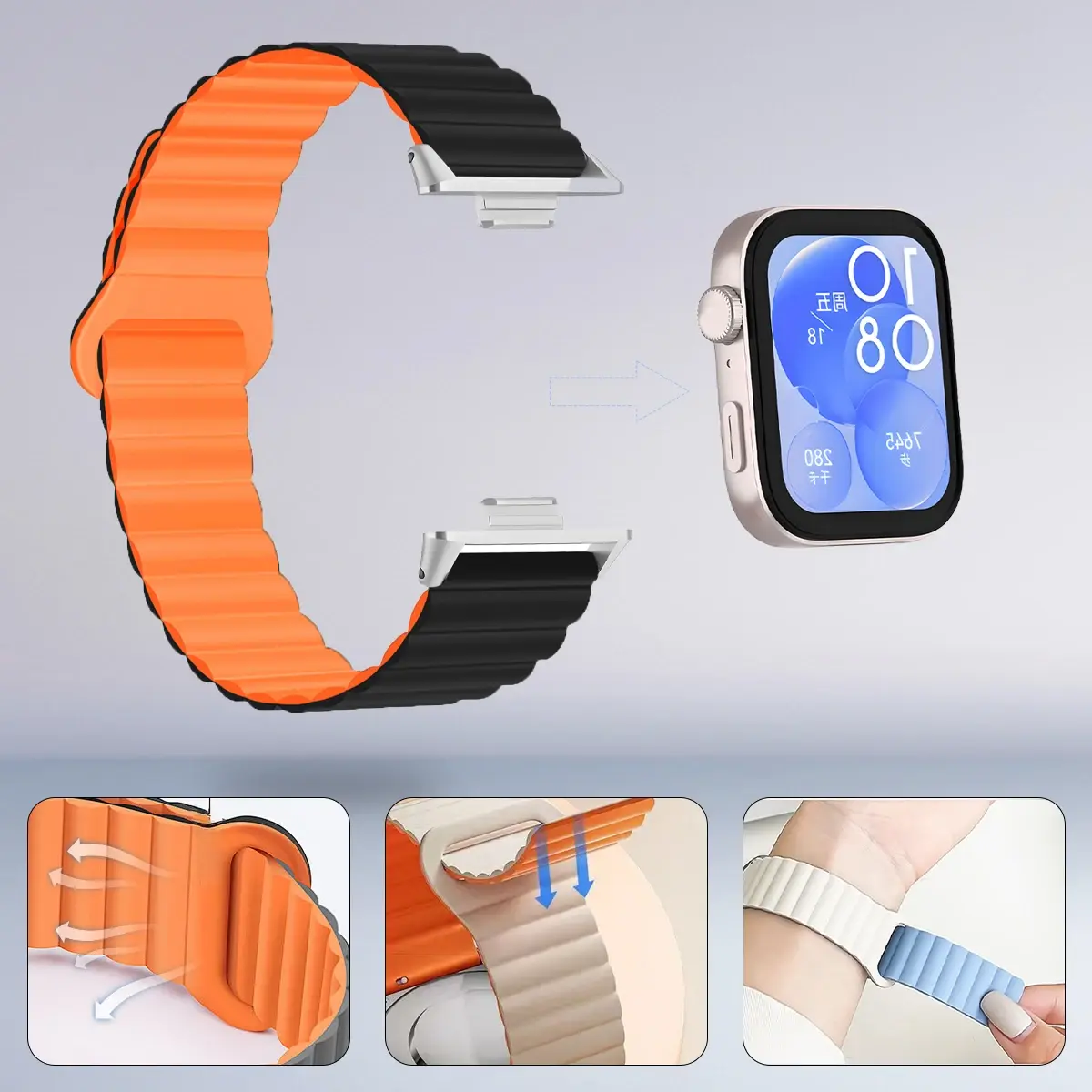 Silicone Strap For Huawei Watch Fit3 Magnetic Loop Band Watchband Correa Men Women Sport Bracelet For Huawei Fit3 2 1Accessories